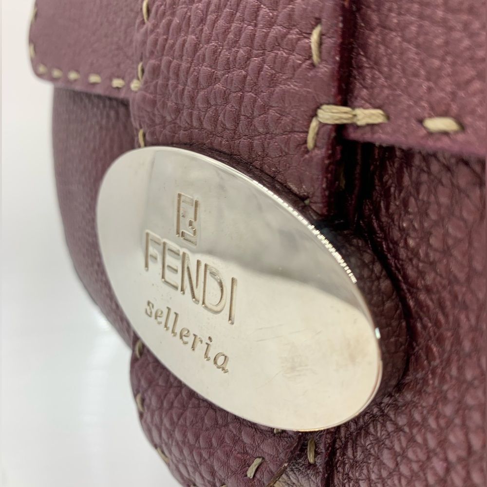 Auth Fendi Plum Selleria Leather Baguette Shoulder Bag Preloved Purse Excellent - Picture 10 of 14
